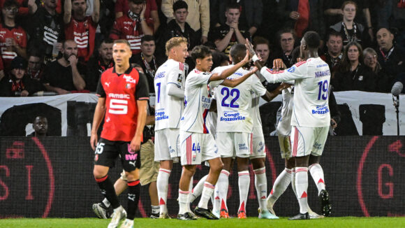 Les joueurs de l'OL à Rennes