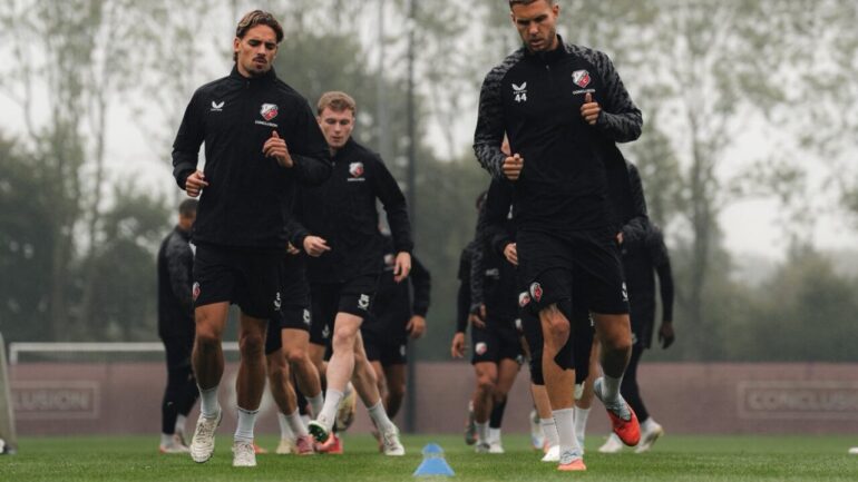 Les joueurs d'Utrecht à l'entraînement