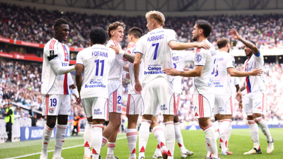 La joie des joueurs de l'OL contre Toulouse
