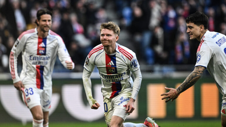 Pavel Sulc après son but lors d'OL - Le Havre