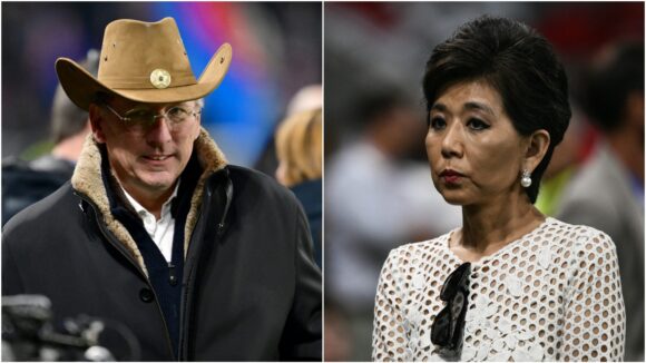 John Textor, ex président de l'OL, et Michele Kang, sa successeure