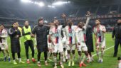 La joie des joueurs de l'OL après la victoire à Lille.
