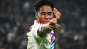 Endrick célèbre son premier but avec l'OL à Lille