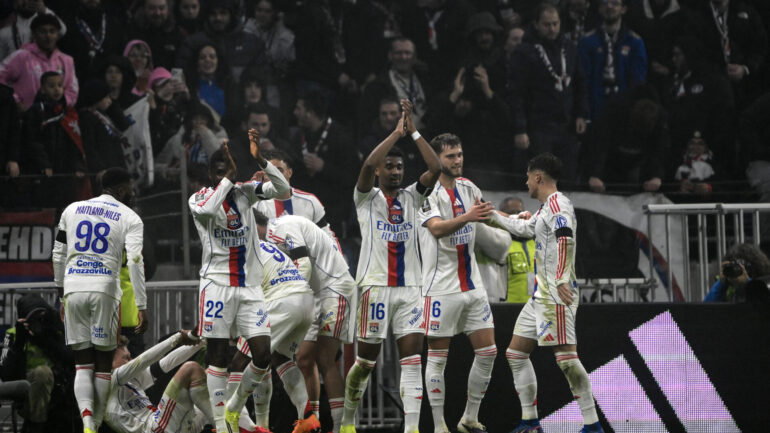 Les joies des joueurs de l'OL contre Brest