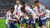 La joie des joueurs de l'OL à Metz
