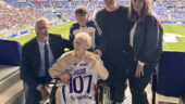 Marie-Louise Guichard lors de sa venue au stade pour OL - Lens