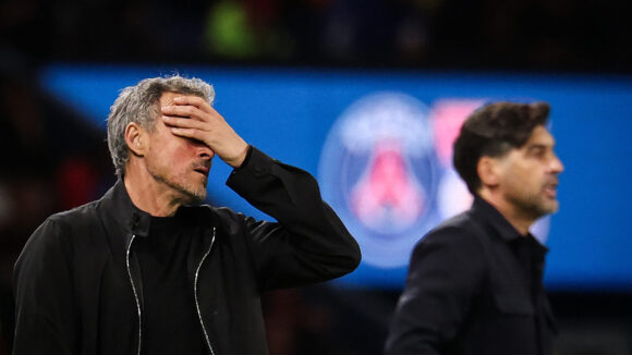 Luis Enrique face à Paulo Fonseca lors de PSG - OL