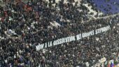 La banderole du Virage Nord pour les supporters de Saint-Etienne lors d'OL - Lorient