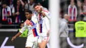 Endrick avec Roman Yaremchuk lors d'OL - Rennes