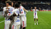 La joie des joueurs de l'OL contre Rennes