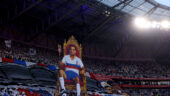 Le tifo du Kop Virage Nord pour Fleury Di Nallo lors d'OL - Lens