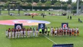 Les joueuses d'OL Lyonnes et de Montpellier avant le match