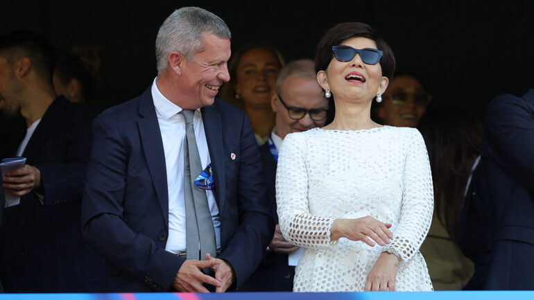 Michele Kang, présidente d'OL Lyonnes, et Vincent Ponsot, directeur général