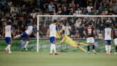 Corentin Tolisso a manqué le cadre sur son penalty lors de Sparta Prague - OL