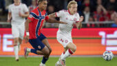 Mads Bidstrup lors de sa première sélection avec le Danemark contre la Norvège
