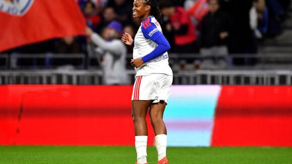 Marie-Antoinette Katoto, buteuse pour OL Lyonnes, contre l'Inter Milan